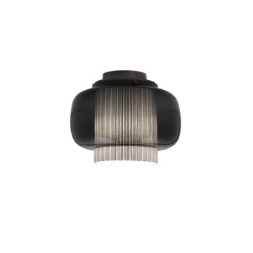 Plafonnier MANILA C PE GRAPHITE MATTE - TEXTILE GRIS - DIFFUSEUR EN VERRE NOIR de Parachilna