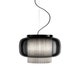 Suspension MANILA T GR GRAPHITE MAT - TEXTILE GRIS - DIFFUSEUR EN VERRE NOIR de Parachilna