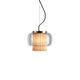 Suspension MANILA T PE DORÉE MAT - TEXTILE BEIGE - DIFFUSEUR EN VERRE TRANSPARENT de Parachilna