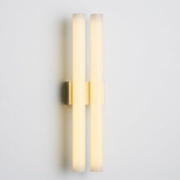 PHARE DOUBLE SMALL polsh brass 230V 8W 2200K Dim Milky White Amp.