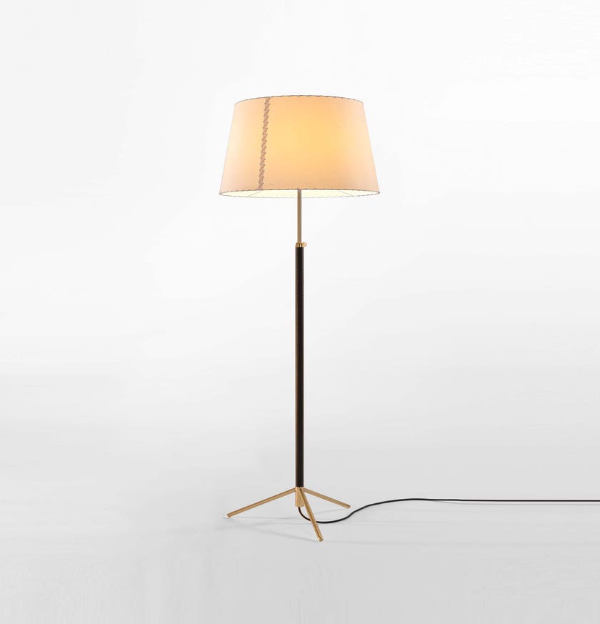 Lampadaire PIE DE SALÓN Métal Laiton / Parchemin Beige