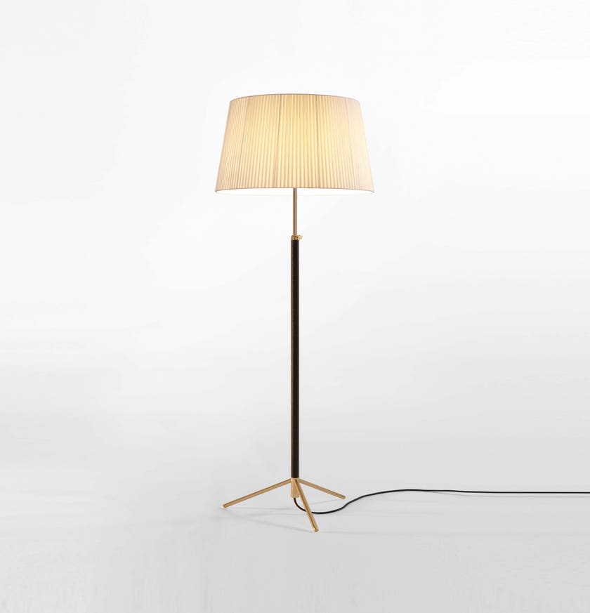 Lampadaire PIE DE SALÓN Métal Laiton / Ruban Naturel
