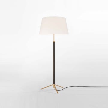 Lampadaire PIE DE SALÓN Métal Laiton / Lin Blanc