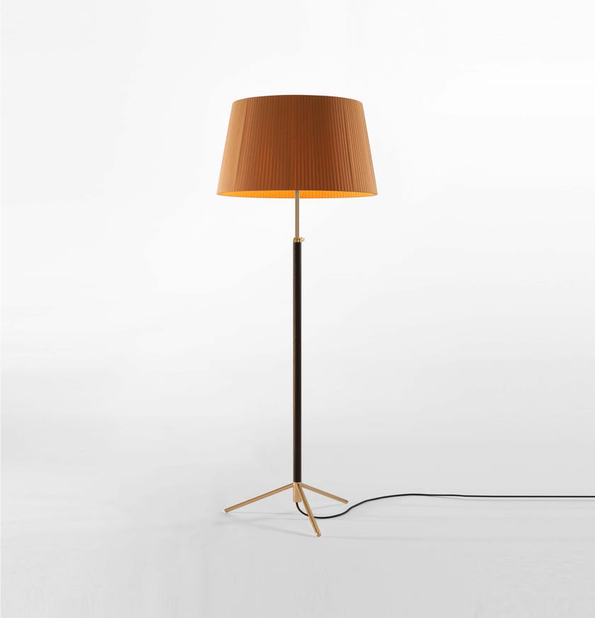 Lampadaire PIE DE SALÓN Métal Laiton / Ruban Moutarde