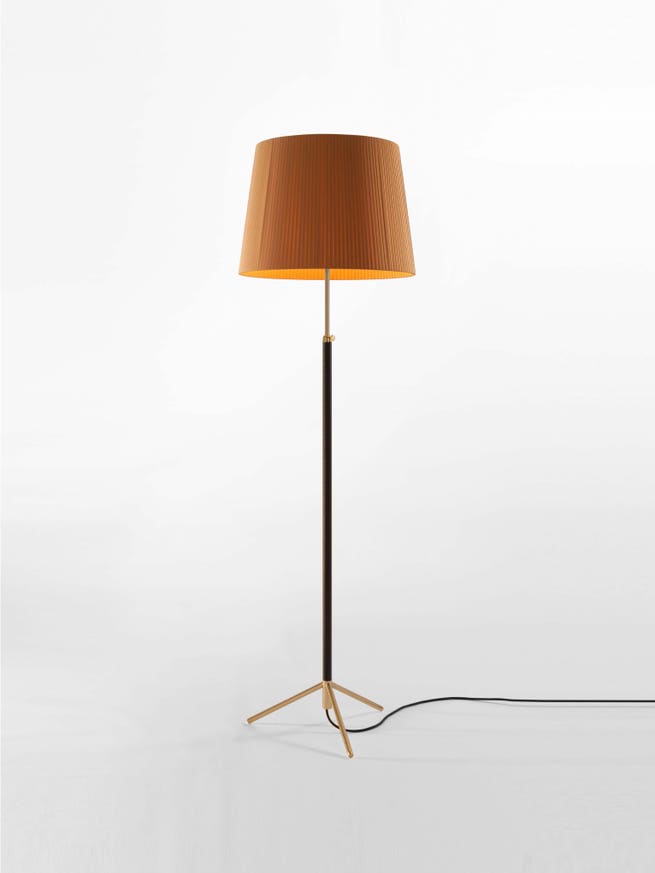 Lampadaire PIE DE SALÓN Métal Laiton / Ruban Moutarde Lampadaire PIE DE SALÓN Métal Laiton / Ruban Moutarde