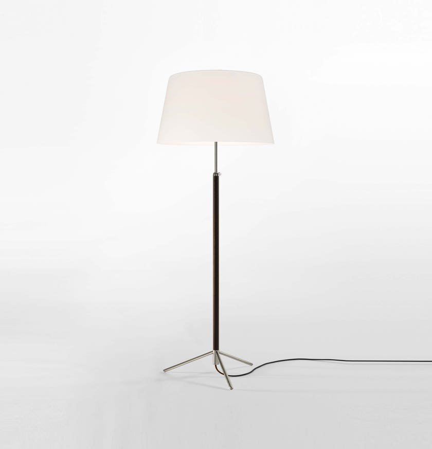 Lampadaire PIE DE SALÓN Métal Chromé / Lin Blanc