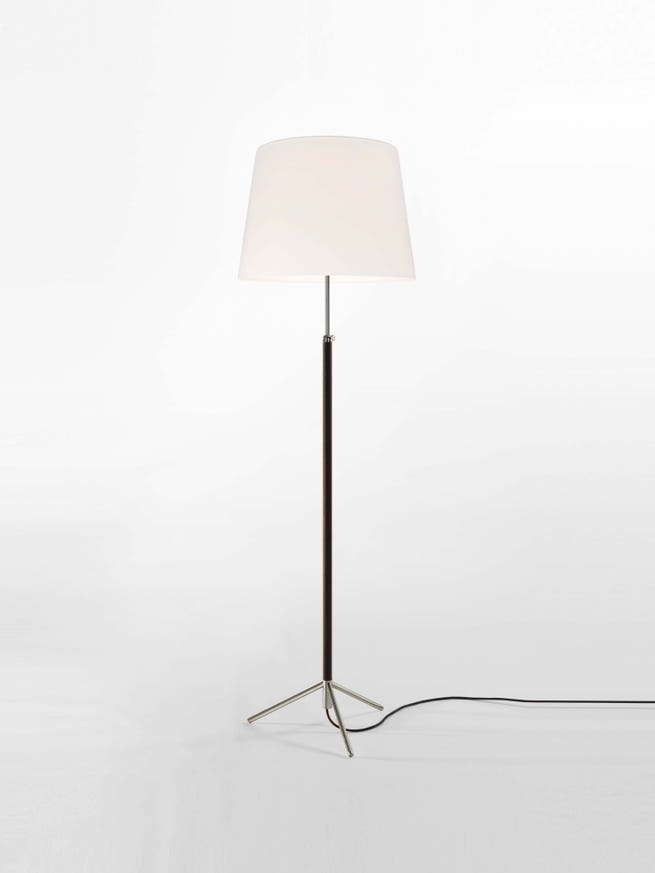 Lampadaire PIE DE SALÓN Métal Chromé / Lin Blanc Lampadaire PIE DE SALÓN Métal Chromé / Lin Blanc