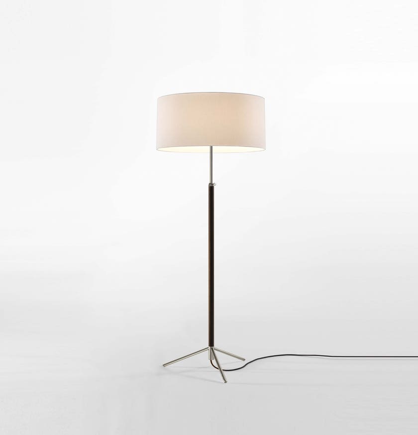 Lampadaire PIE DE SALÓN Métal Chromé / Lin Blanc