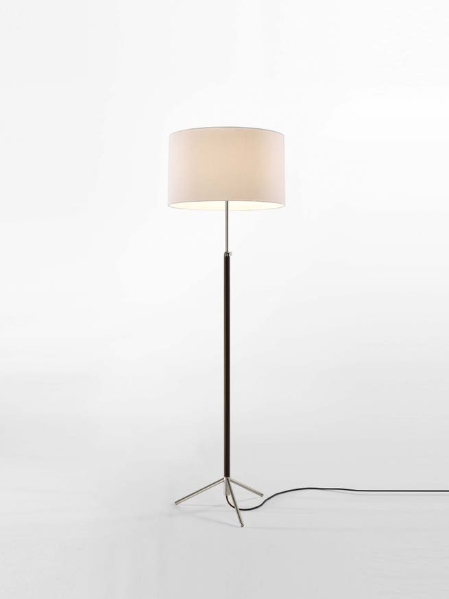 Lampadaire PIE DE SALÓN Métal Chromé / Lin Blanc Lampadaire PIE DE SALÓN Métal Chromé / Lin Blanc