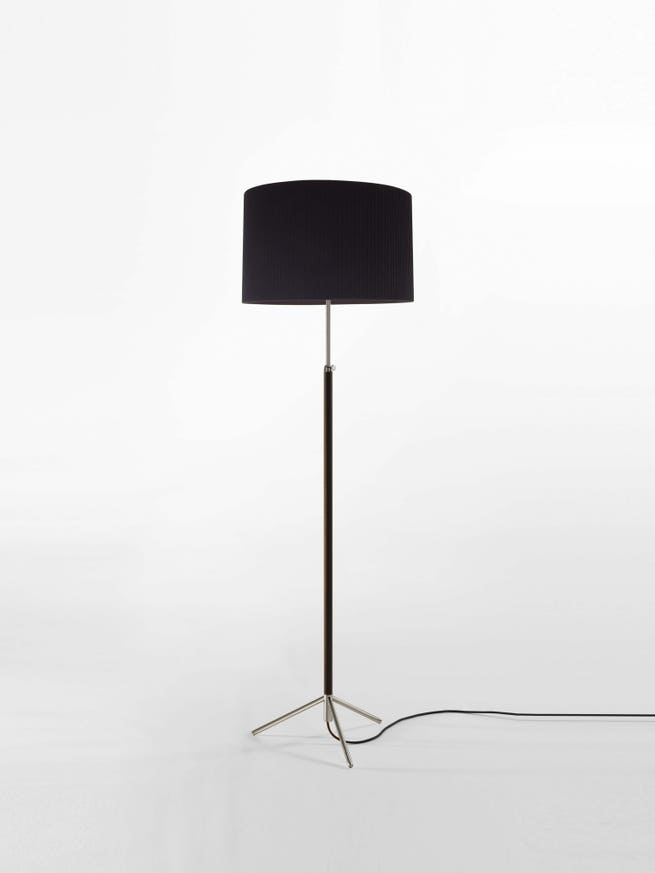 Lampadaire PIE DE SALÓN Métal Chromé / Ruban Noir Lampadaire PIE DE SALÓN Métal Chromé / Ruban Noir