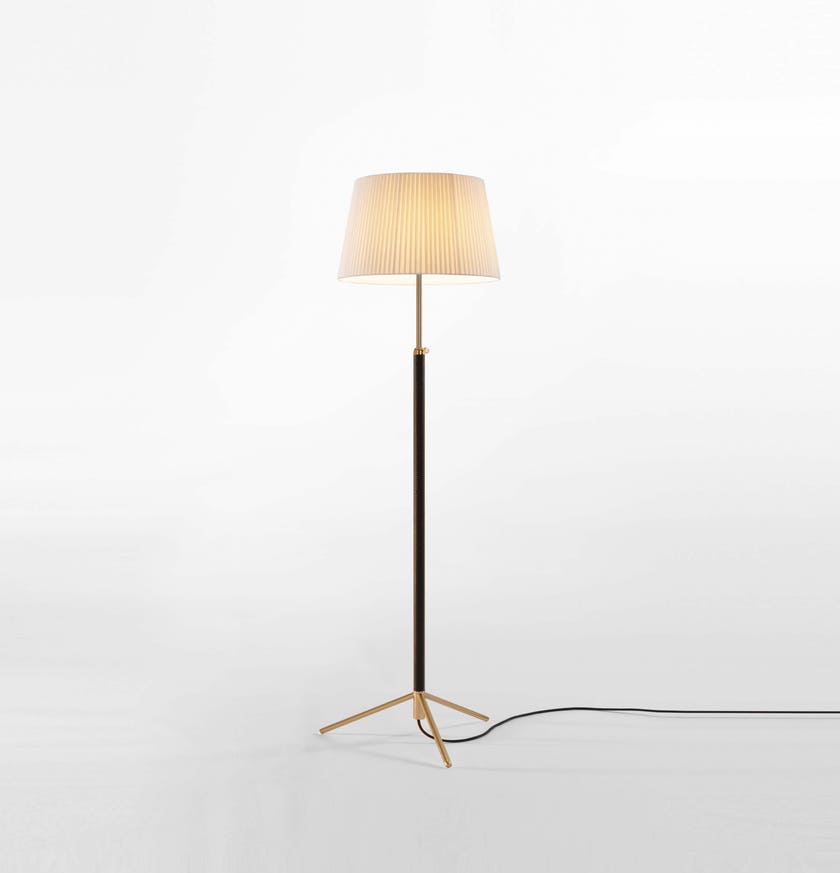 Lampadaire PIE DE SALÓN G3 Métal Laiton / Ruban Naturel