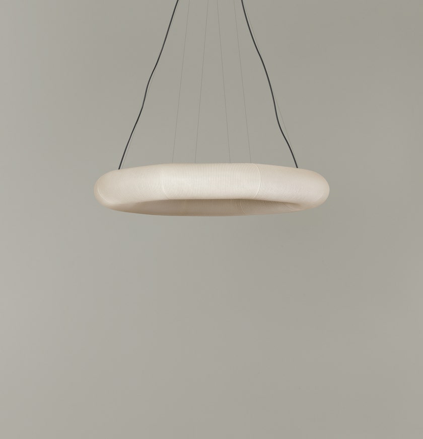 Suspension TEKIÒ CIRCULAR Métal Papier japonais Washi Naturel Métal Blanc