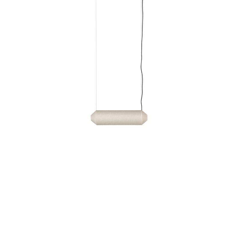 Suspension TEKIÒ HORIZONTAL Métal Blanc Cuir Papier japonais Washi Naturel Canopé rectangulaire