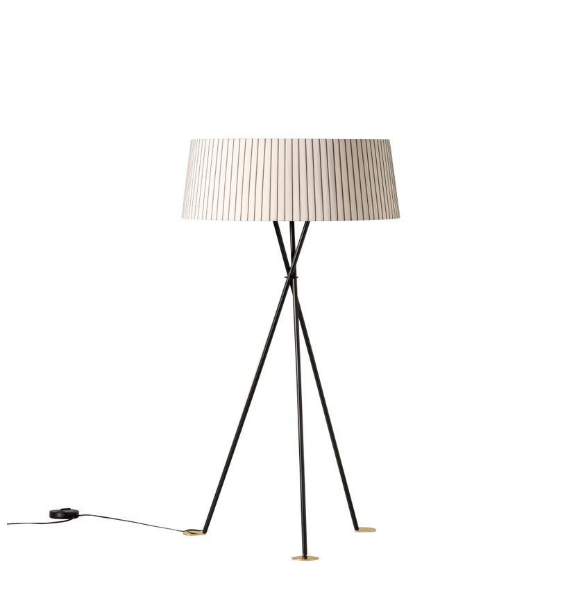 Lampadaire TRÍPODE Métal Noir / Ruban Naturel