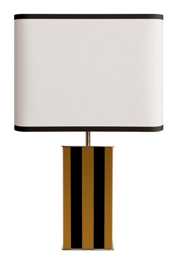 Lampe ÉLYSÉE de RED Edition, Bois laqué noir / moutarde et Laiton Lampe ÉLYSÉE de RED Edition, Bois laqué noir / moutarde et Laiton