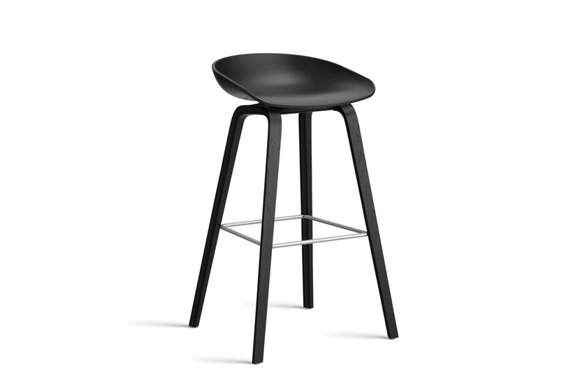 Tabouret AAS32 HIGH de Hay, H.74, Pieds en chêne noir, Repose-pieds inox, Black 2.0 Tabouret AAS32 HIGH de Hay, H.74, Pieds en chêne noir, Repose-pieds inox, Black 2.0