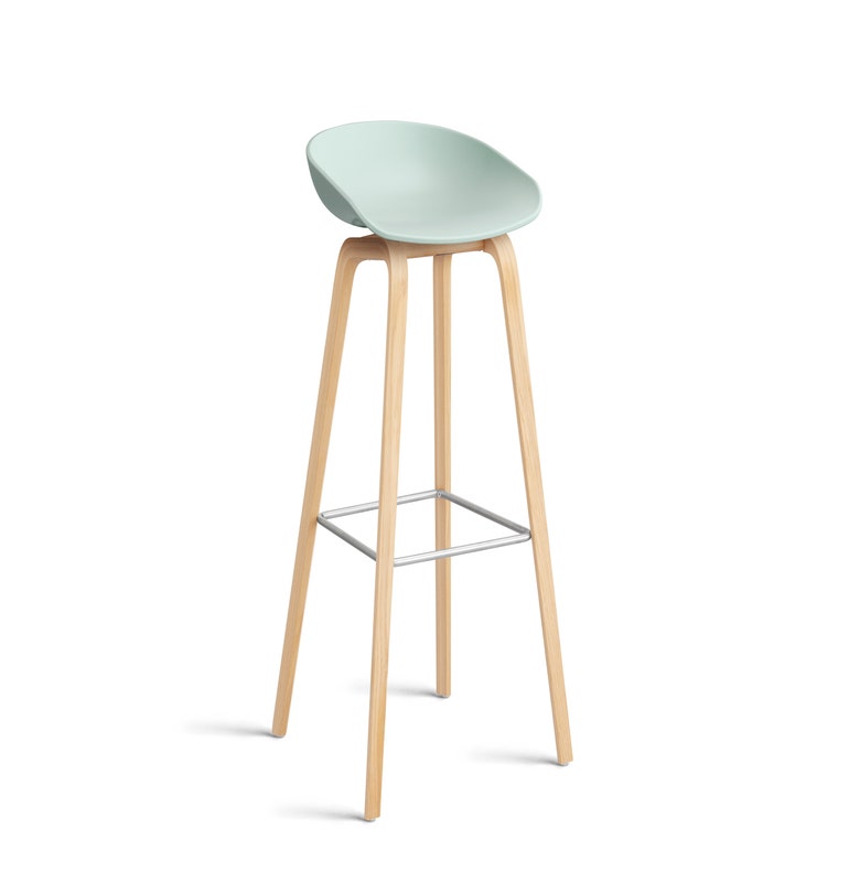 Tabouret AAS32 HIGH de Hay, H.74, Pieds en chêne savonné, Dusty blue 2.0