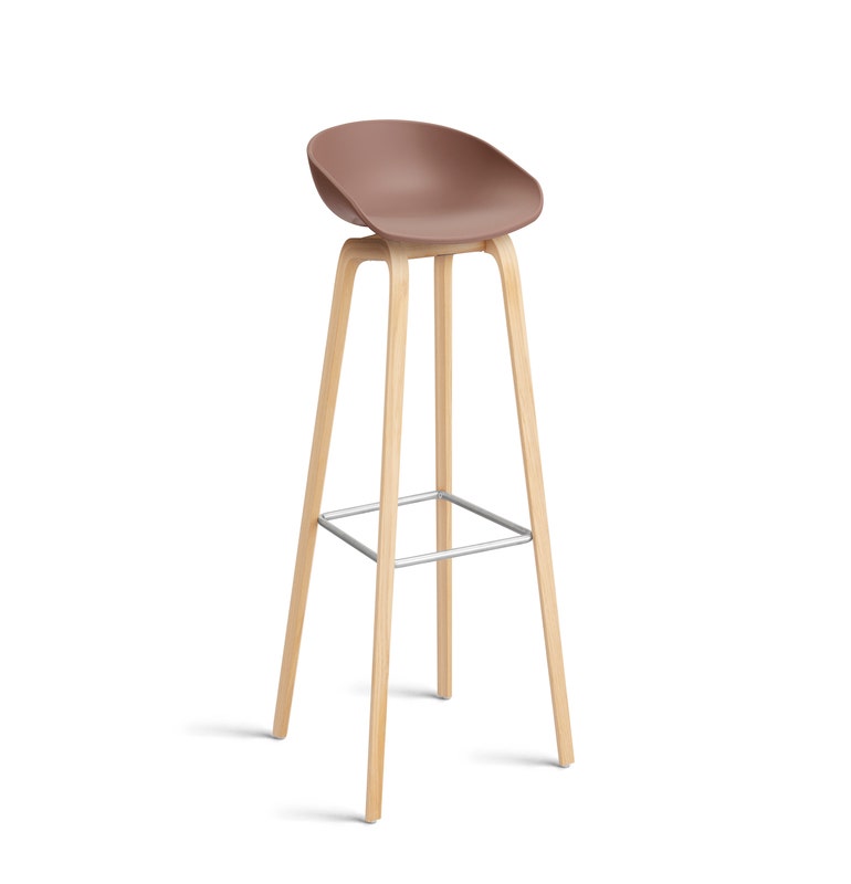 Tabouret AAS32 HIGH de Hay, H.74, Pieds en chêne savonné, Soft brick 2.0