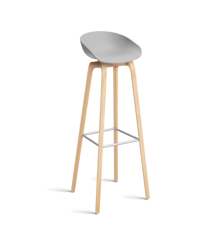 Tabouret AAS32 HIGH de Hay, H.74, Pieds en chêne savonné, Concrete grey 2.0
