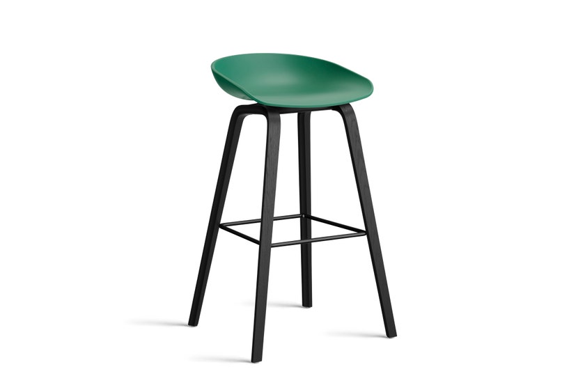 Tabouret AAS32 HIGH de Hay H.74, Pieds en chêne noir, Repose-pieds noir, Teal green 2.0 Tabouret AAS32 HIGH de Hay H.74, Pieds en chêne noir, Repose-pieds noir, Teal green 2.0