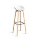 Tabouret AAS32 HIGH, H. assise 75 cm, Pieds en chêne vernis naturel, Repose-pieds noir, Coque white 2.0