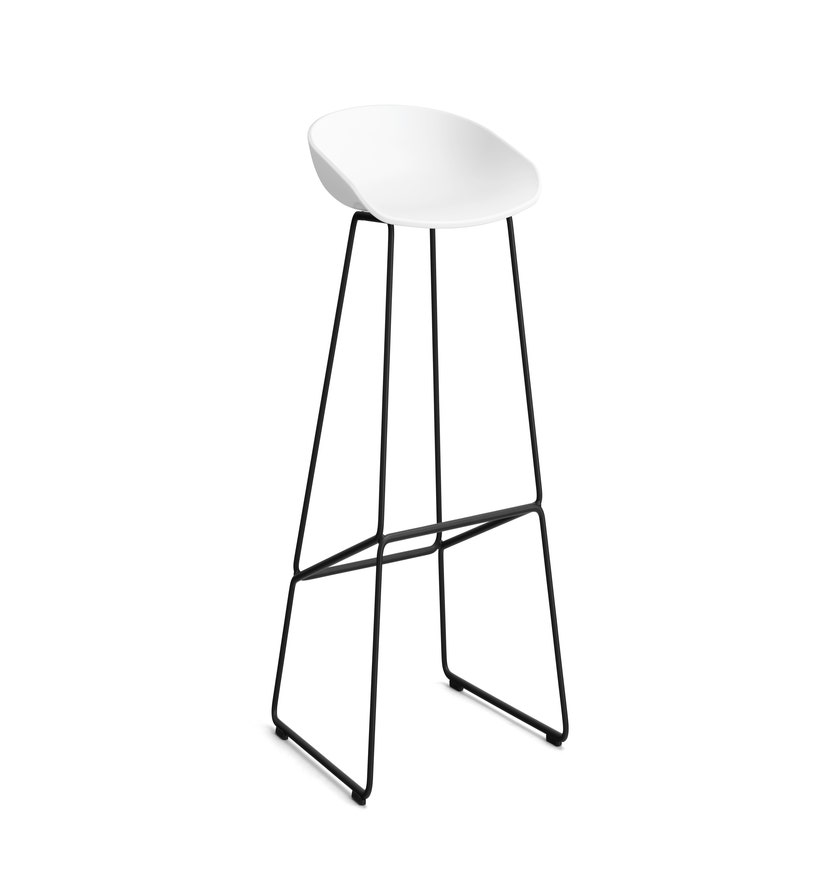 Tabouret de bar AAS38 HIGH de Hay, H.74 cm, Structure noire, White 2.0