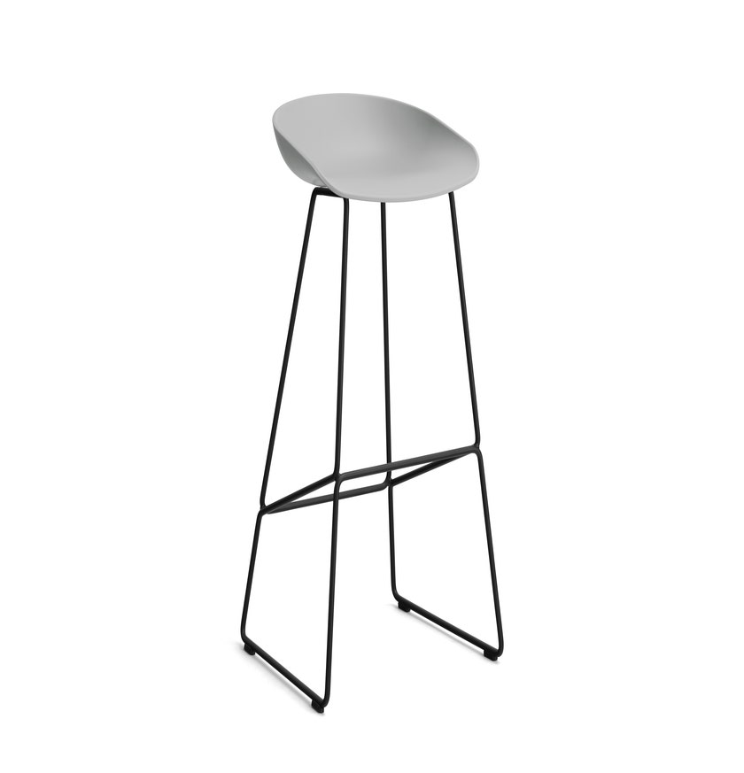 Tabouret de bar AAS38 HIGH de Hay, H.74 cm, Structure noire, Concrete grey 2.0