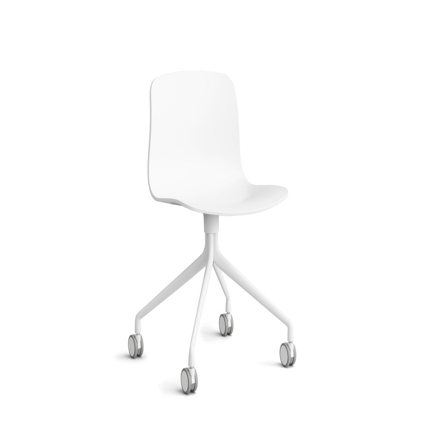 Chaise à roulettes AAC14 de Hay, Piétement aluminium blanc, White 2.0