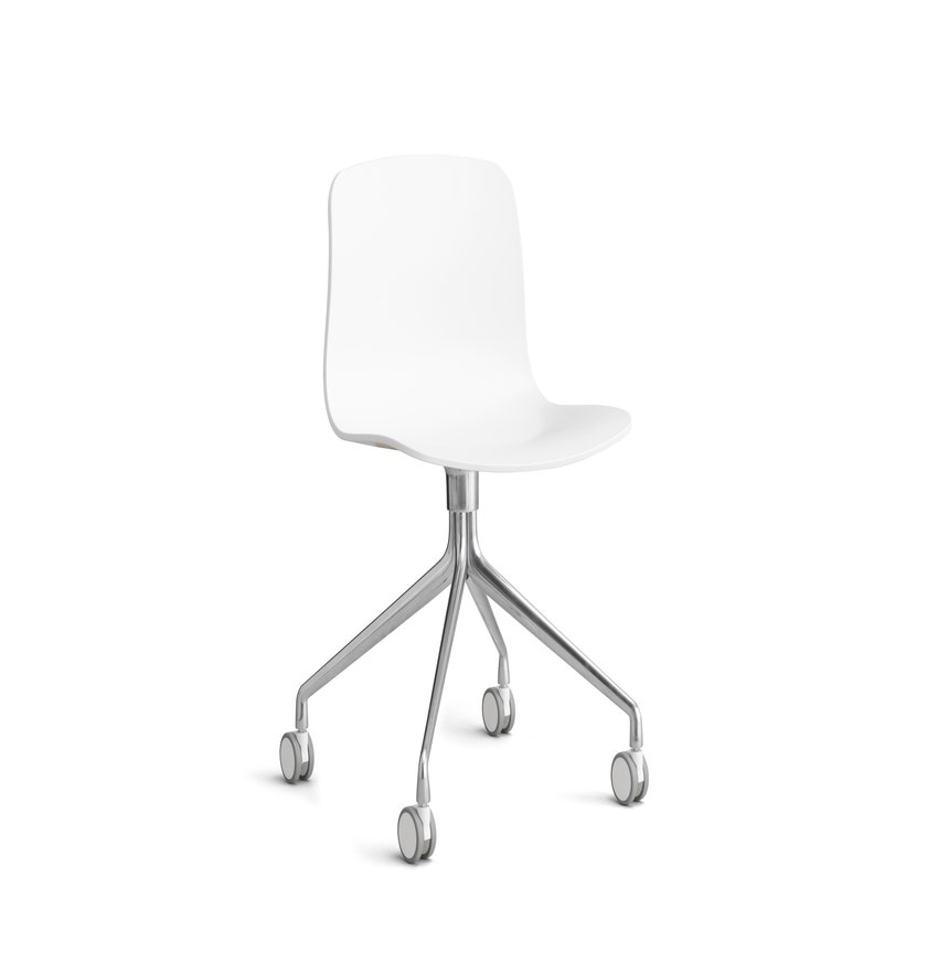 Chaise à roulettes AAC14 de Hay, Piétement aluminium, White 2.0