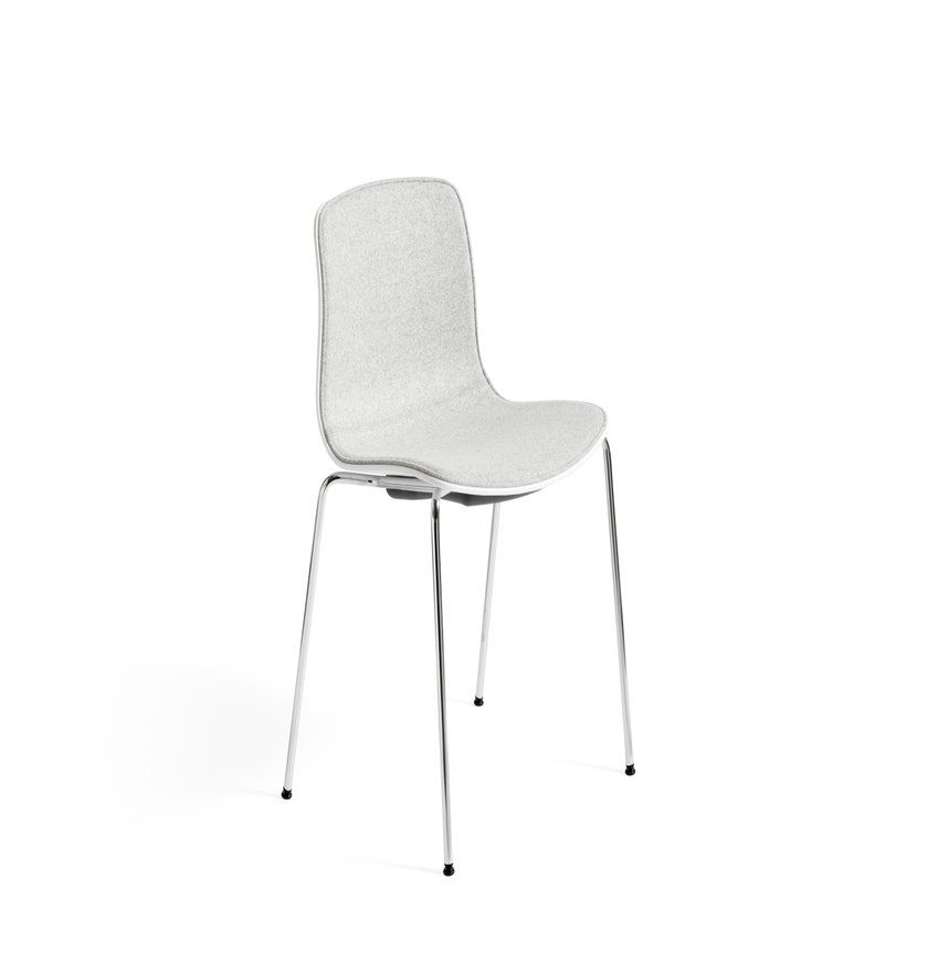 Chaise AAC16 de HAY, Piétement acier chromé, White 2.0, Rrevêtement tissu Divina mélange 120