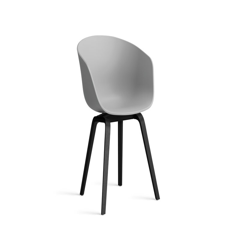 Fauteuil AAC 22 de Hay, Piétement en chêne teinté noir, Concrete grey 2.0