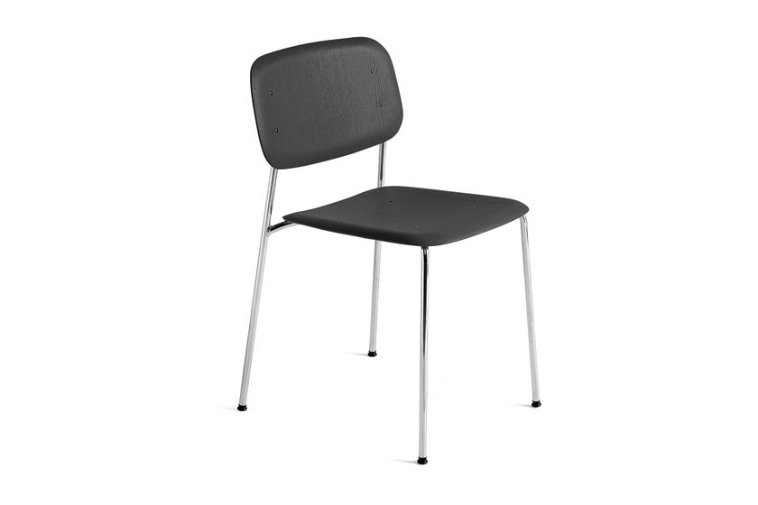 Chaise SOFT EDGE 40 de Hay, Structure chrome, Assise soft black Chaise SOFT EDGE 40 de Hay, Structure chrome, Assise soft black