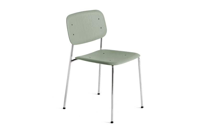Chaise SOFT EDGE 40 de Hay, Structure chrome, Assise dusty green Chaise SOFT EDGE 40 de Hay, Structure chrome, Assise dusty green