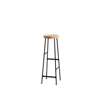 Tabouret CORNET de Hay, H.65, Structure noire, Assise chêne huilé