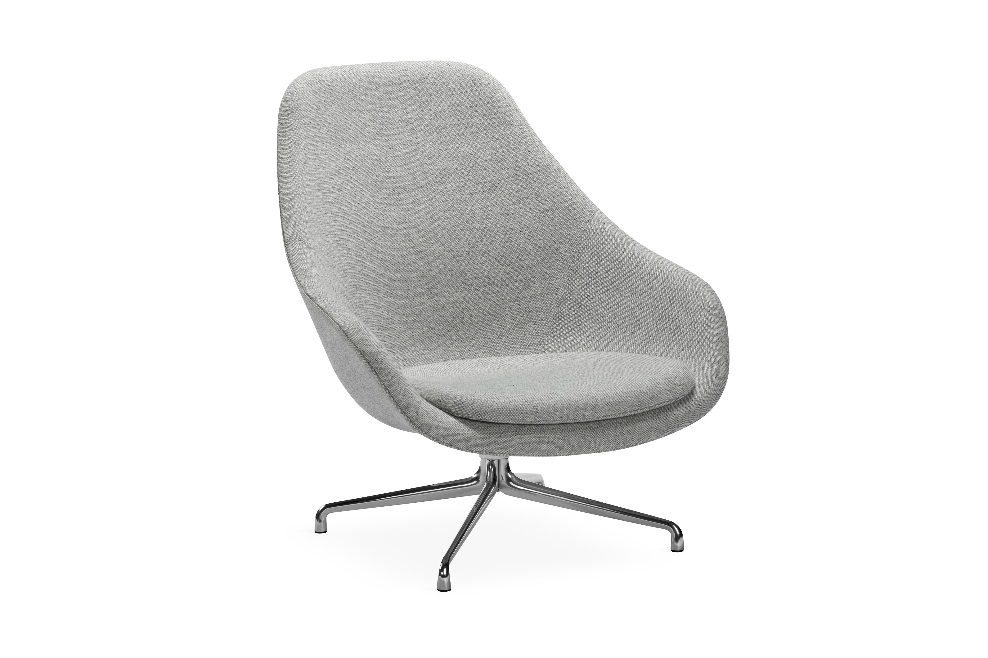 Fauteuil pivotant About A Lounge AAL91 de Hay, Base aluminium poli, Tissu Hallingdal 130