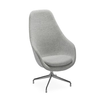Fauteuil pivotant About A Lounge AAL91 de Hay, Base aluminium poli, Tissu Hallingdal 130