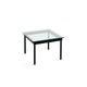 Table basse KOFI, Verre transparent, 80 x 80 cm, Chêne teinté noir