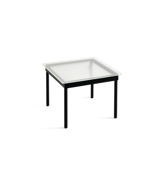 Table basse KOFI de Hay, Verre rainuré, 80 x 80 cm, Chêne teinté noir