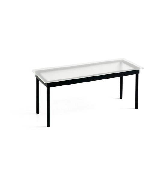 Table basse KOFI de Hay, Verre rainuré, 140 x 50 cm, Chêne teinté noir