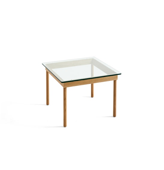 Table basse KOFI de Hay, Verre transparent, 80 x 80 cm, Chêne naturel