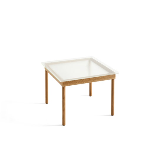 Table basse KOFI de Hay, Verre rainuré, 80 x 80 cm, Chêne naturel