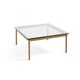 Table basse KOFI, Verre transparent, 120 x 120 cm, Chêne naturel