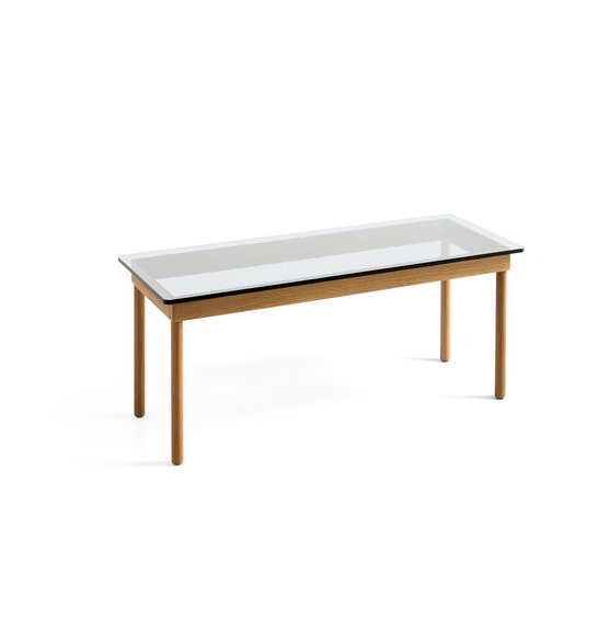 Table basse KOFI de Hay, Verre transparent, 140 x 50 cm, Chêne naturel