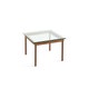 Table basse KOFI, Verre transparent, 80 x 80 cm, Noyer