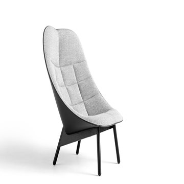 Fauteuil lounge UCHIWA QUILT de Hay, Pieds en chêne teinté noir, Tissu Hallingdal 126 / Arrière Sierra SI1001