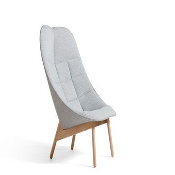 Fauteuil lounge UCHIWA QUILT de Hay, Pieds en chêne vernis naturel, Mode 002 / Remix 123 