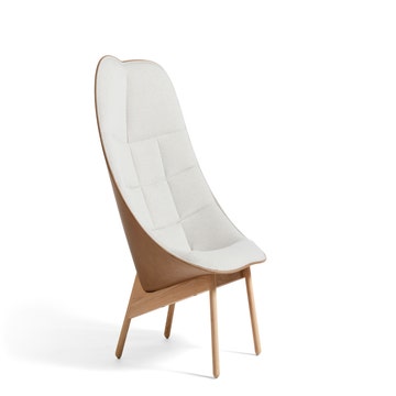 Fauteuil lounge UCHIWA QUILT de Hay, Pieds en chêne vernis naturel, Mode 009 / Sense nougat