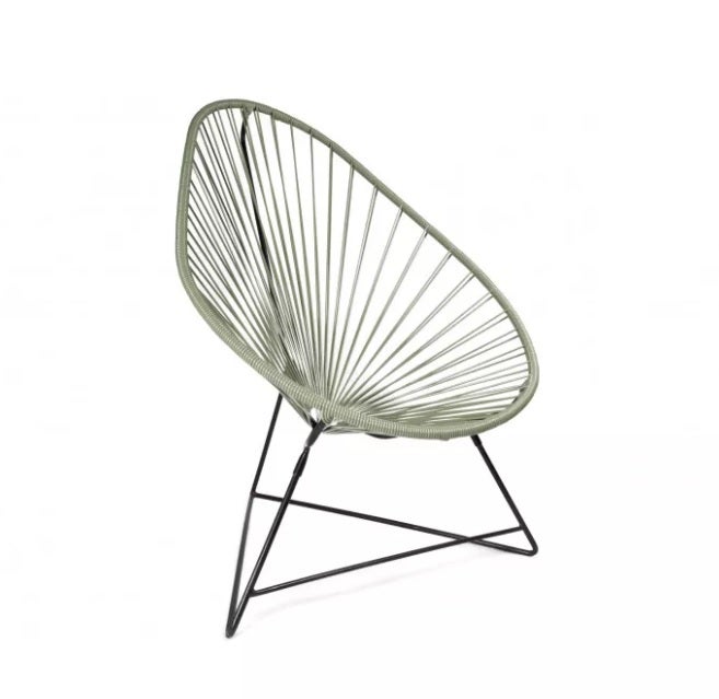 Fauteuil ACAPULCO de Boqa avec structure noire, Vert olive Fauteuil ACAPULCO de Boqa avec structure noire, Vert olive