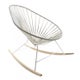 Fauteuil à bascule ACAPULCO avec ski bois, Structure blanche, Lin