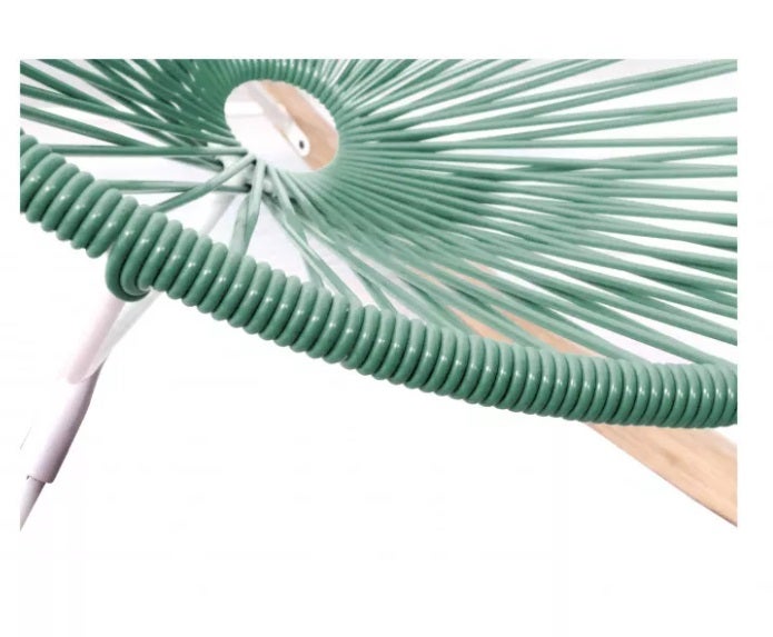 Fauteuil à bascule ACAPULCO de Boqa avec ski bois, Structure blanche, Vert sauge Fauteuil à bascule ACAPULCO de Boqa avec ski bois, Structure blanche, Vert sauge